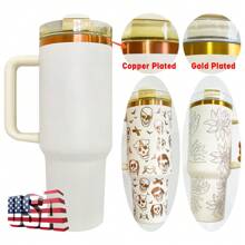 25pcs, USA Warehouse 40oz Mix Colors Powder Coated Copper Plated Handle Tumbler Colorful Blank Double Wall Stainless Steel Insulated 40oz Tumbler With Handle And Lid And Straw Hot Selling 40 Ounce Copper Plating Underneath Stainless Steel Water Bottle Car Travel Coffee Mug Cups For Laser Engrave Custom Logo
