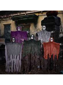 1pc Halloween Hanging Ghost Skeleton Head Decoration, Used For Haunted Houses & Doors, Yard Gatherings, Indoor/Outdoor Halloween Decor, Scary And Skeleton Prop Fall Autumn,Christmas