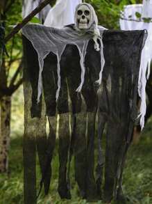 1pc Halloween Hanging Ghost Skeleton Head Decoration, Used For Haunted Houses & Doors, Yard Gatherings, Indoor/Outdoor Halloween Decor, Scary And Skeleton Prop Fall Autumn,Christmas