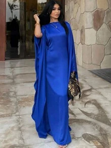 1pc Women Full Length Solid Color Elegant Robe, Turkish Arabian Style Dress For Party, Gathering And Daily Wear - Abaya - View 6