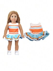 1pc Doll Clothes Set For 18-Inch American Dolls, Doll Princess Dress, Doll Tulle Skirt, Doll Floral Dress, Doll Sleeveless Dress, Fashion Doll Accessories Gift For Girls' Dolls' Birthday, Holiday, And Toys