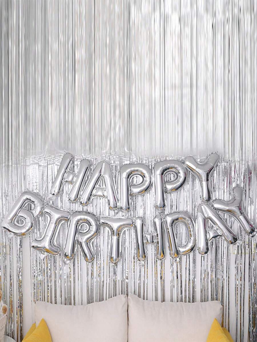 13pcs 16-Inch Happy Birthday Balloon, Decorative Balloon, Party Balloon, Christmas - Silver - View 1