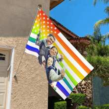 1 pieza Bandera personalizada con su imagen / texto, bandera personalizada para exteriores, para uso en interiores y exteriores en el hogar - Bandera de América multicolor-2 - Ver 6