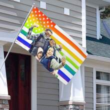 1 pieza Bandera personalizada con su imagen / texto, bandera personalizada para exteriores, para uso en interiores y exteriores en el hogar - Bandera de América multicolor-2 - Ver 2