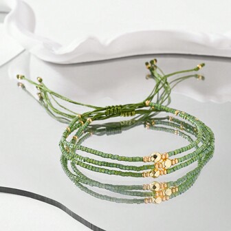 件波西米亞玻璃小米珠簡約風格手鍊飾品適合日常配戴