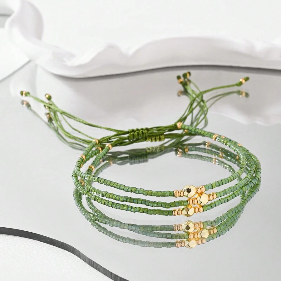 件波西米亞玻璃小米珠簡約風格手鍊飾品適合日常配戴