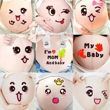 9 piezas Pegatinas para la barriga del embarazo, pegatinas graciosas de expresiones para mujeres embarazadas, pegatinas adorables de maternidad para celebrar el embarazo, perfectas fotos memorables y regalos inolvidables para madres embarazadas - Multicolor - Ver 7