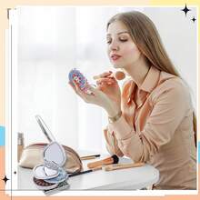 1pc/Set DIY Mandala Diamond Art Mirror Compact PU Leather Cover Portable Folding Diamond Art Painting Compact Mirror For Women Flowers Diamond Painting Mirror Kits For Adults - Multicolor - View 7