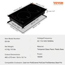 Electric Cooktop, 2 Burners, 12'' Induction Stove Top, Built-In Magnetic Cooktop 1800W, 9 Heating Level Multifunctional Burner, LED Touch Screen W/Child Lock & Over-Temperature Protection - Black - View 7