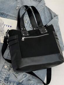 DareSee Borsa tote vintage di grande capacità, colore unito, borsa a spalla cool punk Y2K per ragazze, borsa a tracolla e borse a mano da donna con borchie, borsa a tracolla versatile con tasche multiple, colore unito, borsa a tracolla per uso esterno e viaggi, borsa a tracolla casual per pendolarismo e shopping, adatta per MusicFest, Y2KFest, Back to School, autunno, Natale, inverno, regali di Natale