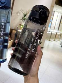 1pc 550ml/780ml Round Cap Cup, Simple Transparent Sports Cup, Portable Outdoor Sports Water Bottle With Carrying Rope, Travel Accessories, Gifts (Black) - Black - View 9