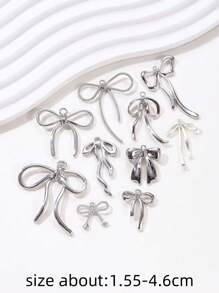 10pcs Random Minimalist Bowknot Zinc Alloy DIY Jewelry Pendants For Earrings, Necklaces & Party Decorations Valentines