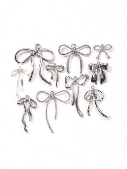 10 件随机简约蝴蝶结锌合金 DIY 珠宝吊坠适用于耳环、项链和派对装饰