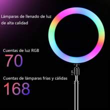 Lámpara de anillo LED 3D de 18 colores rgb con iluminación fotográfica de trípode, lámpara de anillo de selfie soporte de teléfono móvil de video - 10 pulgadas - Ver 4