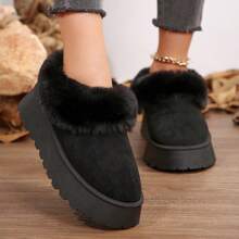 New Plush Solid Color Soft Comfortable Thickened Slip-On Outdoor Snow Boots