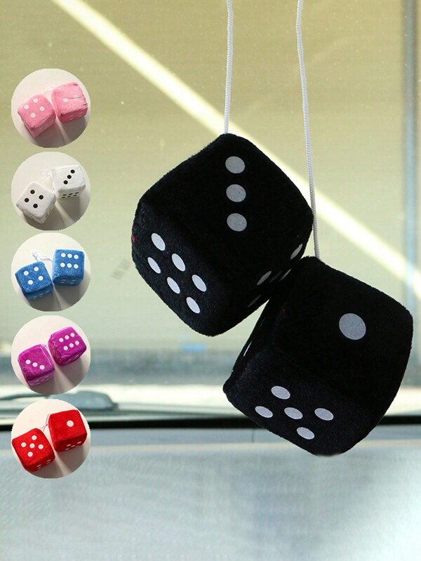 2pcs Plush Dice Car Accessories For Car Use Plush Colored Cloth Accessories