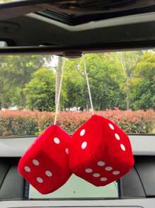 2pcs Plush Dice Car Accessories, Suitable For Vehicles, Colorful Plush Fabric Decor - one-size - View 3