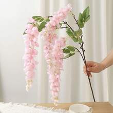 1入組人造藤蔓花，仿真絲綢藤蔓花，仿真絲綢模擬槭花花環，假藤蔓花掛著盆裝飾，適用於家居裝飾、派對、地面花瓶、陽台、婚禮佈置裝飾 - 紫藤花 - 查看 13