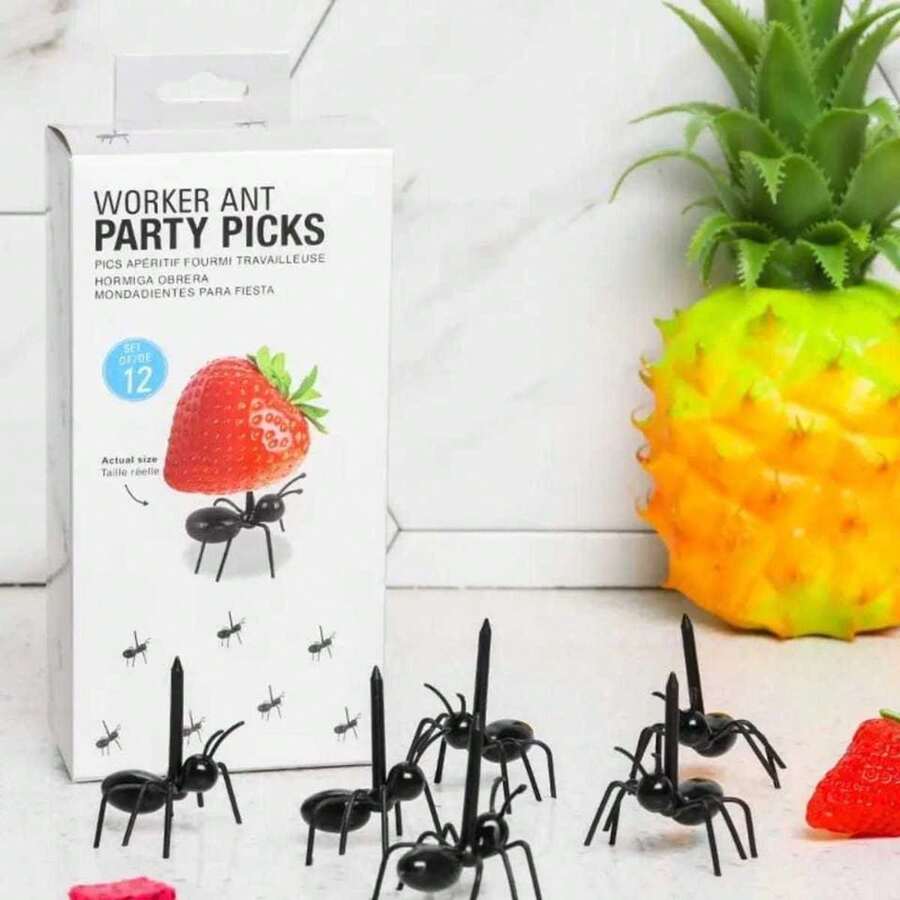 (12 pcs) Espeto Para Petisco De Formiga Para Alimentos Enfeite Palito Reutilizável - Verde Limão - Visão 1