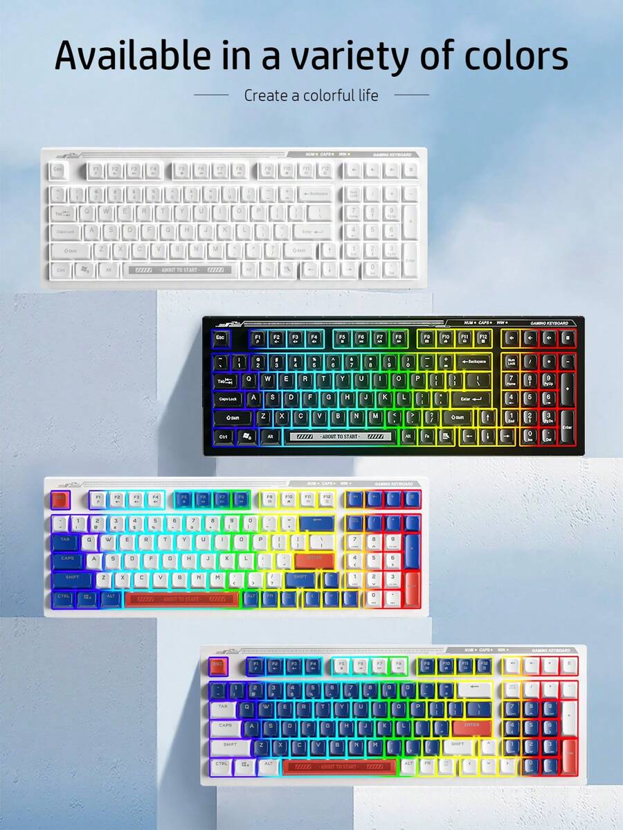 HP Teclado de membrana RGB retroiluminado pequeño y portátil para oficina, compatible con Windows, tabletas, portátiles y computadoras de escritorio para gamers, teclado retroiluminado con cable, para juegos y oficina - Combinación de colores - Ver 1