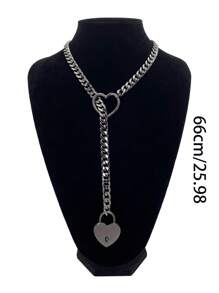 1 chiếc vòng cổ kim loại rỗng hình trái tim khóa và chìa khóa độc đáo cho ngày lễ tình nhân màu đen, quà tặng cho các cặp đôi, thích hợp cho tiệc tùng, mặc hàng ngày, mẹ, mẹ, ngày của mẹ, quà tặng - màu đen - Xem 5