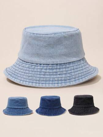 1入復古純色盆帽(兒童用)，戶外防曬太陽帽供男女童使用