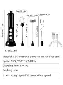 三合一便携式充电式电动奶泡器 手持式奶泡器 高速饮料搅拌器 咖啡起泡棒 Stonego 厨房工具 学校用品 返校 - 1PC - 查看 2