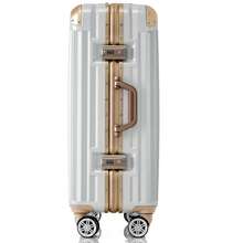 1pc 24in Aluminum Frame Luggage With USB Port, Vacation Carry-On Suitcase With Spinner Wheels And TSA Lock, Travel Trolley Case For Short Business Trips, Beach Holidays - White - View 10