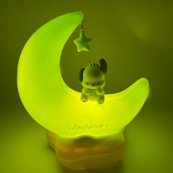 Miniso Sanrio Pochacco Crescent Moon Sweet Dreams LED Glowing Ornament, Soft Glow-In-The-Dark Feature, High-Quality ABS Material, Ideal For Bedroom Night Light, Bedside Decor & Gift Giving (1PC)