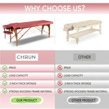 84英寸便携式按摩床，按摩床，美睫床，SPA床，高度可调节，双折叠木质，496磅手提箱式，美睫床，按摩床，沙龙设备，美容床，沙龙家具，美睫桌 - 酒紅色 - 查看 8