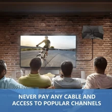 1入2023升級版室內電視天線- 400+英里範圍，放大器信號增強器，4K 1080p支持，16英尺同軸電纜-立即享受免費高清頻道! - 黑色 - 查看 6