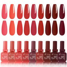 JR Jr 9pcs 15ml Colored Uv Gel Nail Polish Set, Valentine'S Day Bowknot Design Bottle With Colorful Cap, Soak Off Uv Led Nail Art Gift For Girls