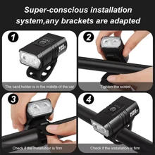 Mountain Bike Lights USB Rechargeable Bicycle T6 LED Torch Front Rear Lamp Set - Black - View 9