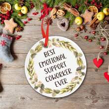 1 件，送给同事的礼物，“有史以来最好的情感支持同事”，圆形陶瓷材料礼物 2.87 英寸，带红绳，适合办公室装饰、生日礼物、公司礼物创意礼物，适合返校、生日 - 彩色 - 查看 3