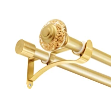 2 Pcs Curtain Bracket Double Bay Black Metal Material Heavy-Duty Support Multi-Functional Rustproof Classic Style Wall-Mounted Easy Installation Suitable For Bedroom Living Room Courtyard Window Accessories - Gold - View 2