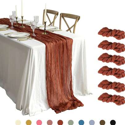 1pc/6pcs Cheese Cloth Table Runner Bohemian Gauze Table Runner Loose Country Cheese Cloth Long Romantic Tablecloth Wedding Bride Shower Birthday Table Dining Room Decoration