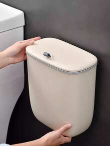 1入多場景使用垃圾桶，加侖廚房堆肥桶，帶蓋小型垃圾桶，牆掛式推開式垃圾桶，適用於櫃台或櫥櫃下方，帶蓋掛式小型垃圾桶，適用於房車/櫥櫃/浴室/臥室/辦公室/露營/宿舍的室內堆肥桶，可安裝（8L/12L米白色） - 米色 - 查看 8