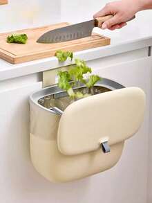 1入多場景使用垃圾桶，加侖廚房堆肥桶，帶蓋小型垃圾桶，牆掛式推開式垃圾桶，適用於櫃台或櫥櫃下方，帶蓋掛式小型垃圾桶，適用於房車/櫥櫃/浴室/臥室/辦公室/露營/宿舍的室內堆肥桶，可安裝（8L/12L米白色） - 米色 - 查看 5