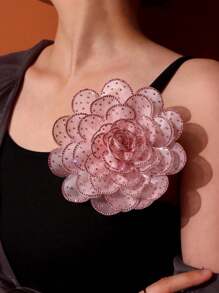 14 厘米夸张奢华多层 3D 面料大花胸针，带水钻，完美适合正式场合情人节情人节礼服配饰别针用于衣服包饰学校办公室配饰衬衫夹克珠宝圣诞节万圣节衣服别针有趣可爱的教师礼物 - 彩色 - 查看 5