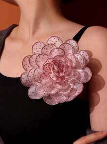 14 厘米夸张奢华多层 3D 面料大花胸针，带水钻，完美适合正式场合情人节情人节礼服配饰别针用于衣服包饰学校办公室配饰衬衫夹克珠宝圣诞节万圣节衣服别针有趣可爱的教师礼物 - 彩色 - 查看 3