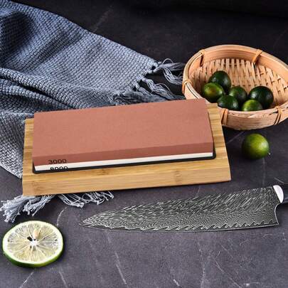 2 facas de pedra de amolar + afiador de facas de base, pedra de afiar dupla face, pedra de amolar para facas, amoladores de facas