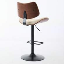 Bar Stools Mid Century Modern Adjustable Counter Height Black Leather Upholstered 360°Swivel Bar Chairs For Kitchen Island/Dining Room/Cafe, 1 Chair/1carton - 米色 - 查看 6