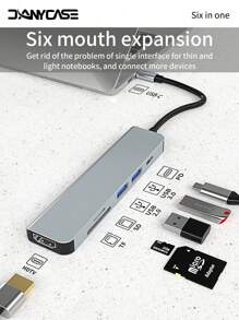 Bộ chia USB C 6 trong 1 4K 30Hz Type C sang HDTV - Bộ chuyển đổi USB 3.0 2.0 Type C HUB Dock PD 87W Bộ chia USB C tương thích với Samsung HP - 6 trong 1 - Xem 1