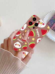 1 个可爱西瓜快乐小鸡防指纹磨砂眼睛手机壳适用于 Apple/Samsung/Xiaomi/Redmi/VIVO/Infinix/OPPO/Reno - 粉色 - 查看 2