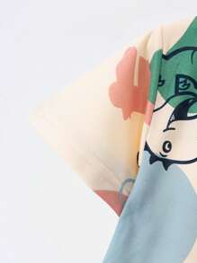 2 件套少女短袖卡通印花休闲连衣裙套装 - 彩色 - 查看 8