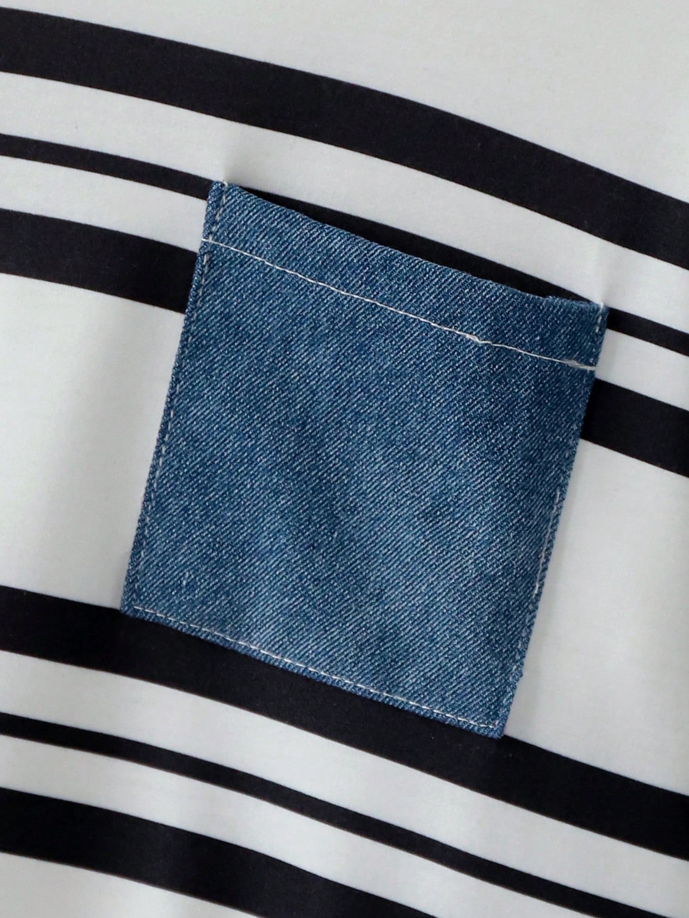 طقم بنطال جينز وبلوزة بأكمام طويلة مخطط للشباب 2 ق...