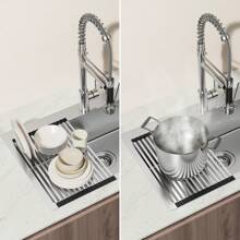 Kitchen Sink Stainless Steel 75x45x19CM Sink 1 Basin With Foldable Drainer And Drainage System, Built-In Sink For 80cm Cabinets - Brushed - View 5