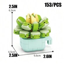 Cute Style Assembly Building Blocks Bouquet Of Orchids, Tulips, Roses Handmade Artificial Potted Succulent Plants Puzzle Toy For Women, Festival, Creative Desktop Decoration Gift Room Decoration - Building Block Succulent Potted Plants - View 25