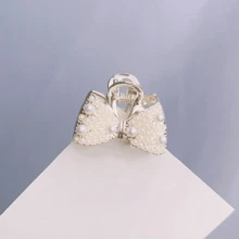 10入組全新高端韓國珍珠小蝴蝶結髮夾，簡潔優雅的小型抓髮夾，適用於女孩的瀏海髮夾、髮夾 - 白色 - 查看 4