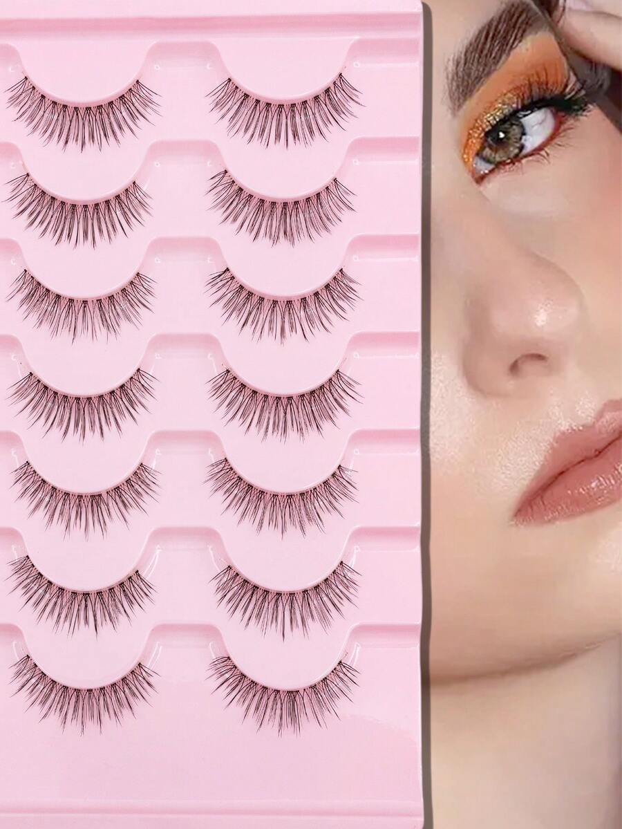 7 Pairs Natural False Eyelashes, Reusable Sweat-Proof Fake Eyelashes, Naturally Beautiful, Easy To Wear